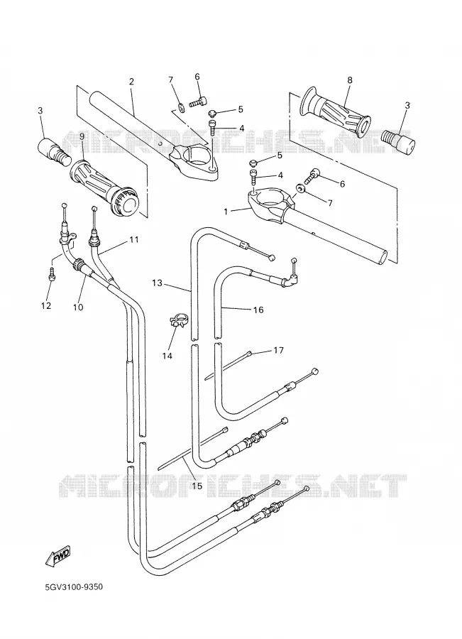 HANDLEBAR & CABLES Yamaha MOTO 600 2002 R6  YZF-R6