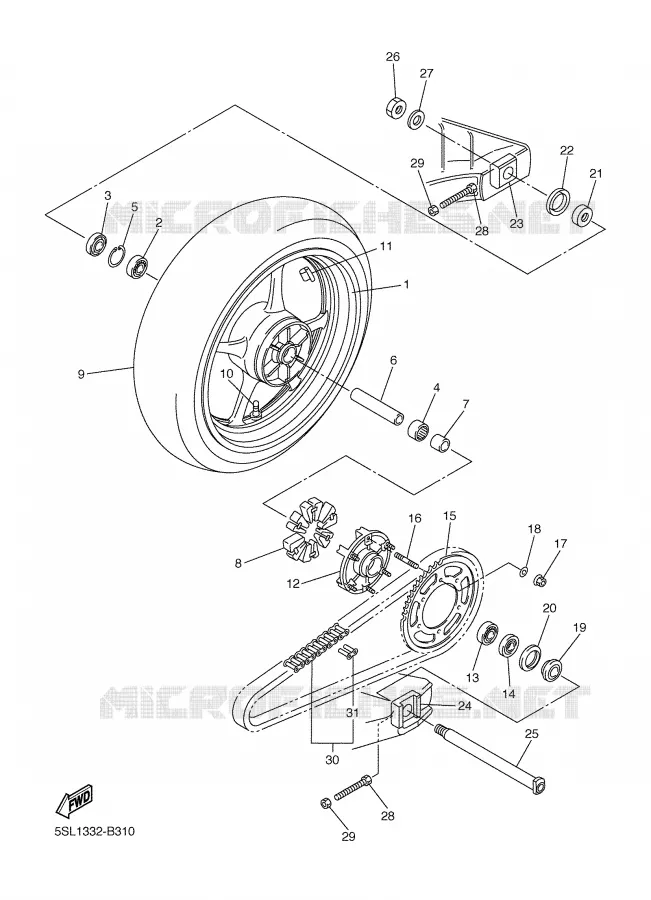 REAR WHEEL Yamaha MOTO 600 2004 R6  YZF-R6