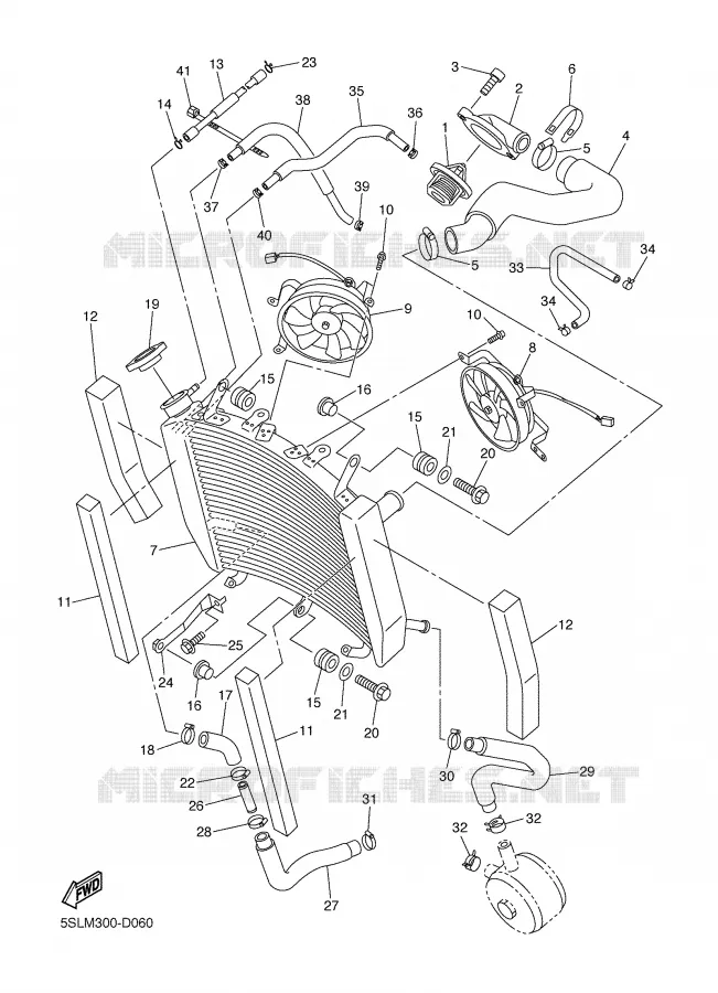 RADIATOR / HOSES Yamaha MOTO 600 2005 R6  YZF-R6