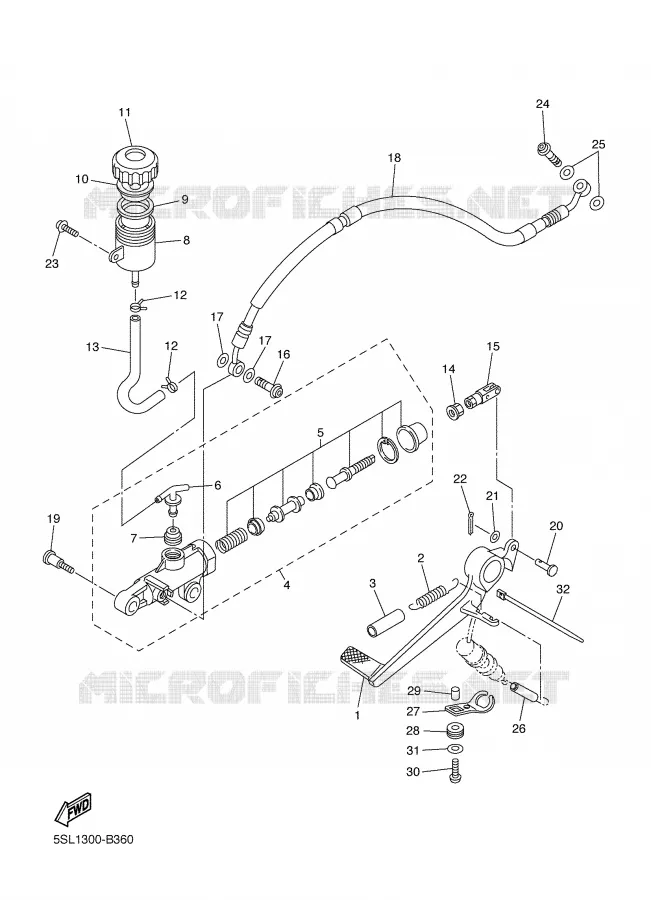 REAR BRAKE MASTER CYLINDER Yamaha MOTO 600 2005 R6  YZF-R6