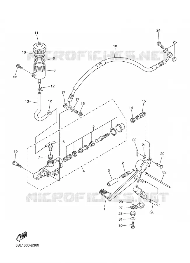 REAR BRAKE MASTER CYLINDER Yamaha MOTO 600 2005 R6  YZF-R6