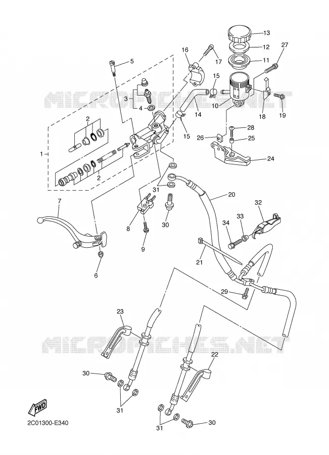 FRONT BRAKE MASTER CYLINDER Yamaha MOTO 600 2007 R6  YZF-R6
