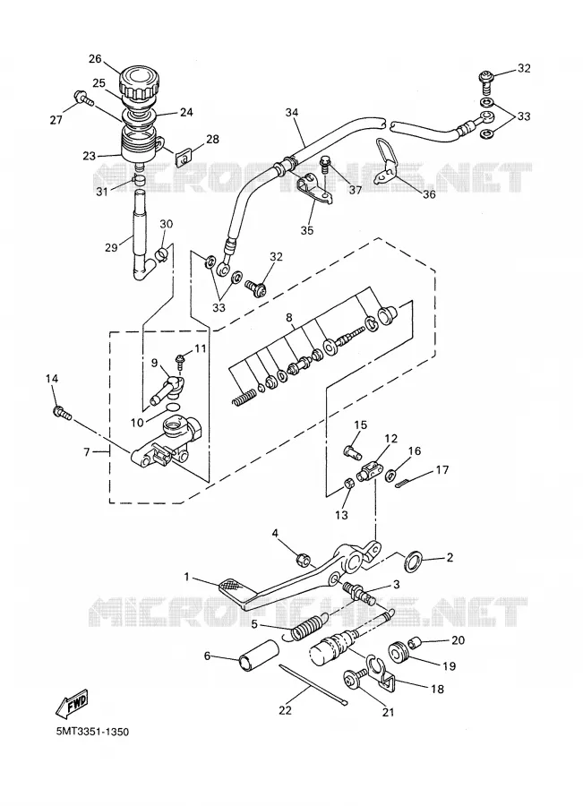 REAR BRAKE MASTER CYLINDER Yamaha MOTO 600 2001 R6  YZF-R6N