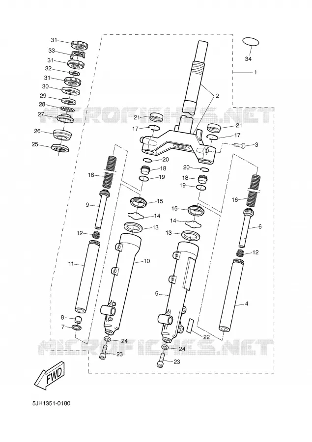 FRONT FORK Yamaha SCOOTER 50 2002 SLIDER  EW50 SLIDER