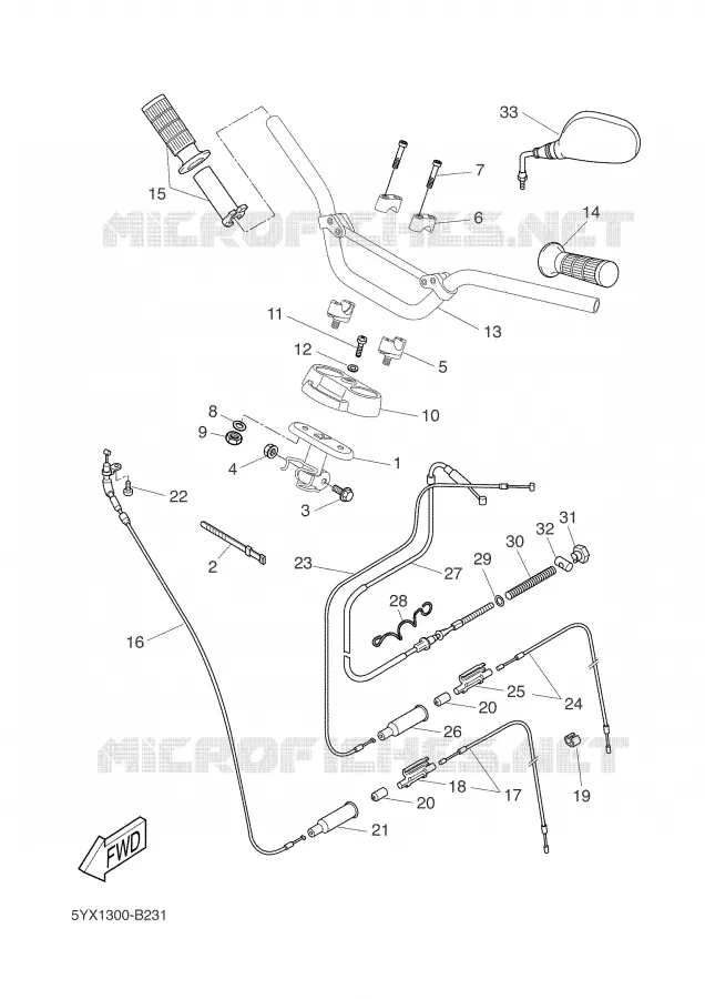 HANDLEBAR & CABLES Yamaha SCOOTER 50 2004 SLIDER  EW50N