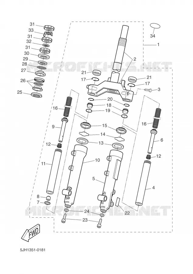 FRONT FORK Yamaha SCOOTER 50 2004 SLIDER  EW50N