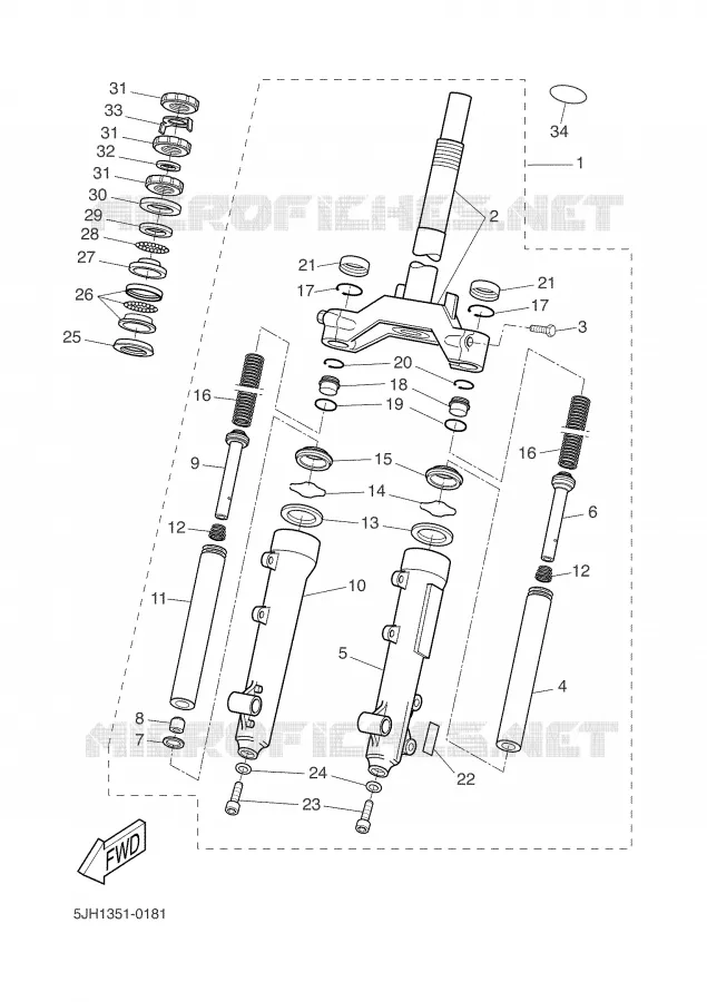 FRONT FORK Yamaha SCOOTER 50 2005 SLIDER  EW50N