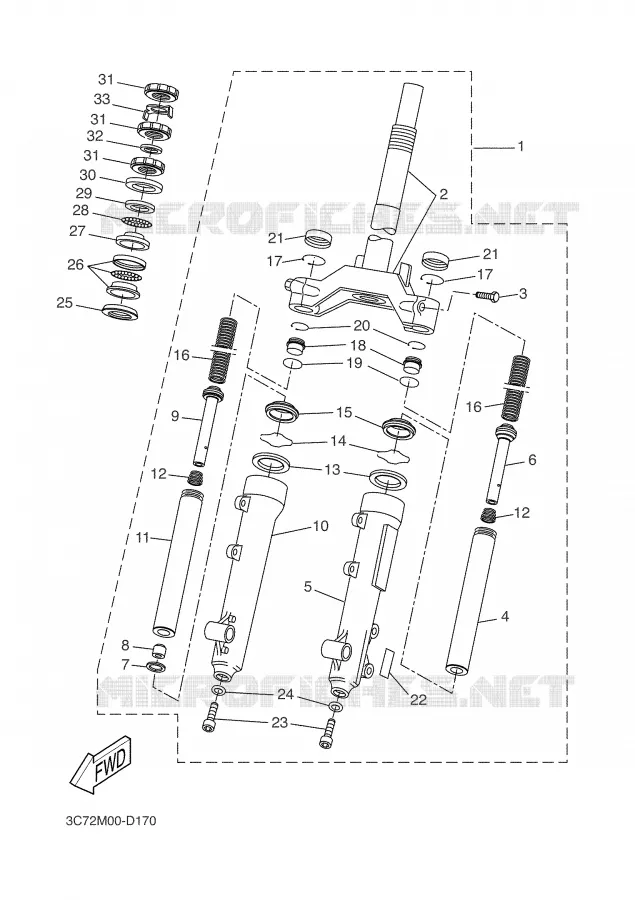 FRONT FORK Yamaha SCOOTER 50 2006 SLIDER  EW50N