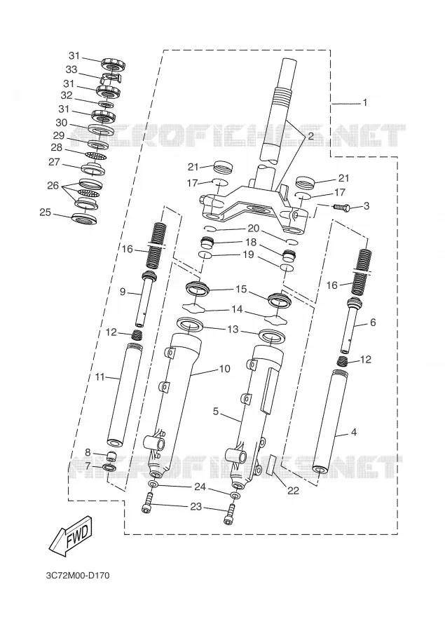 FRONT FORK Yamaha SCOOTER 50 2007 SLIDER  EW50N
