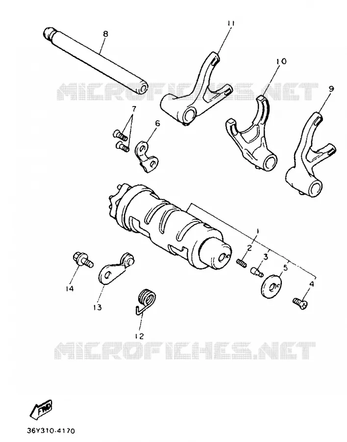 GEAR SHIFT SELECTOR DRUM / FORKS Yamaha MOTO 1200 1987 FJ  FJ1200