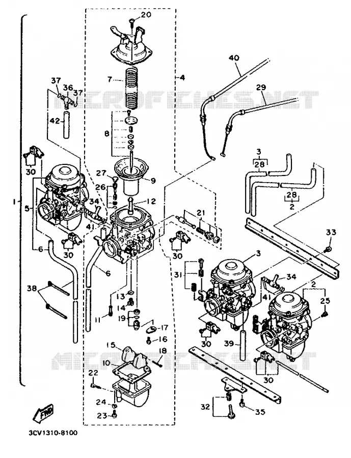 OPTIONAL PARTS - CARBURETOR Yamaha MOTO 1200 1991 FJ  FJ1200