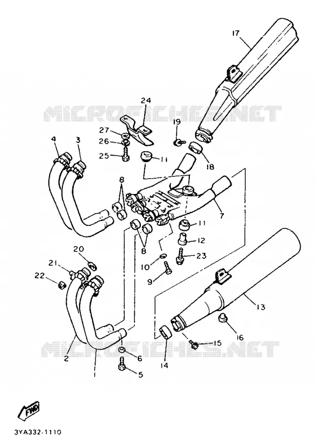 EXHAUST Yamaha MOTO 1200 1992 FJ  FJ1200