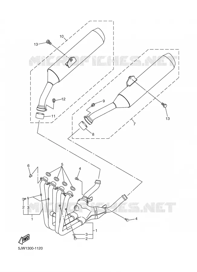 EXHAUST Yamaha MOTO 1300 2002 FJR  FJR1300