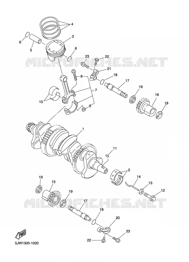 CRANKSHAFT / PISTON Yamaha MOTO 1300 2002 FJR  FJR1300