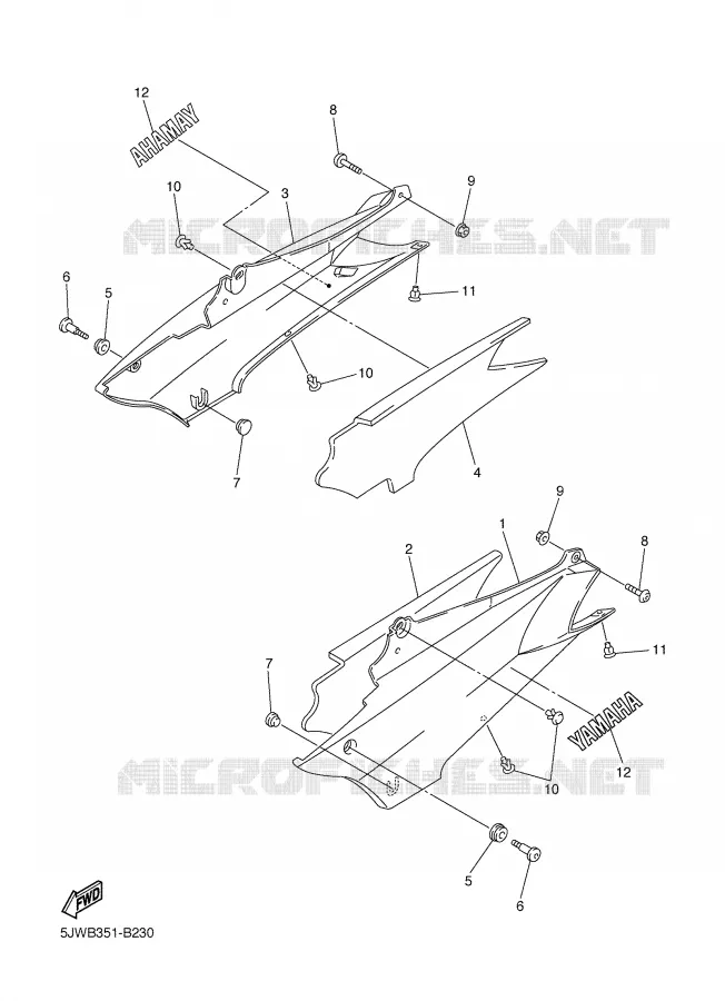 SIDE COVER Yamaha MOTO 1300 2003 FJR  FJR1300