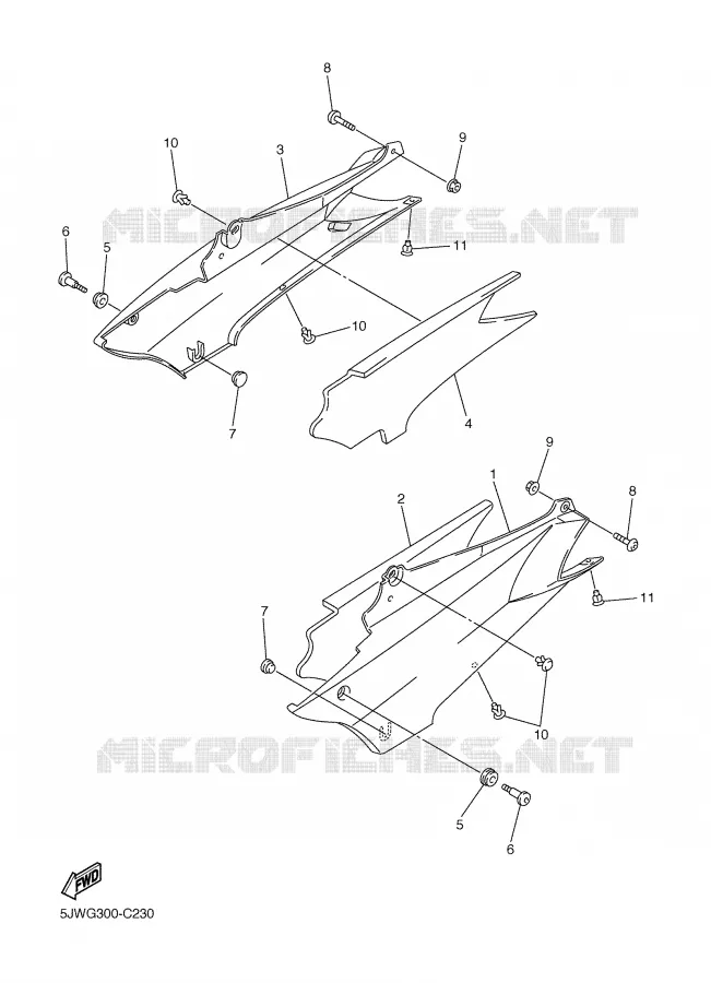 SIDE COVER Yamaha MOTO 1300 2005 FJR  FJR1300