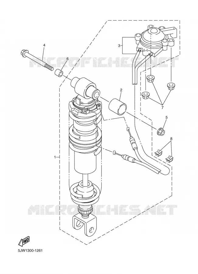 REAR SHOCK ABSORBER Yamaha MOTO 1300 2005 FJR  FJR1300