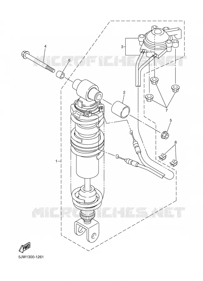 REAR SHOCK ABSORBER Yamaha MOTO 1300 2005 FJR  FJR1300