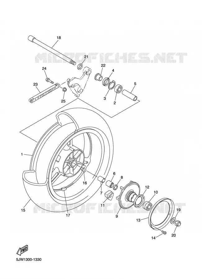 REAR WHEEL Yamaha MOTO 1300 2005 FJR  FJR1300