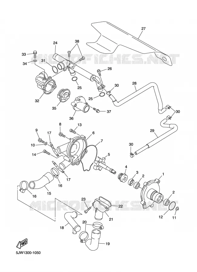 WATERPUMP / HOSES Yamaha MOTO 1300 2005 FJR  FJR1300