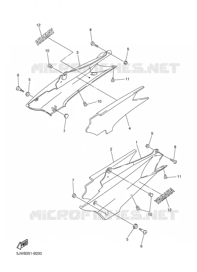 SIDE COVER Yamaha MOTO 1300 2003 FJR ABS  FJR1300A