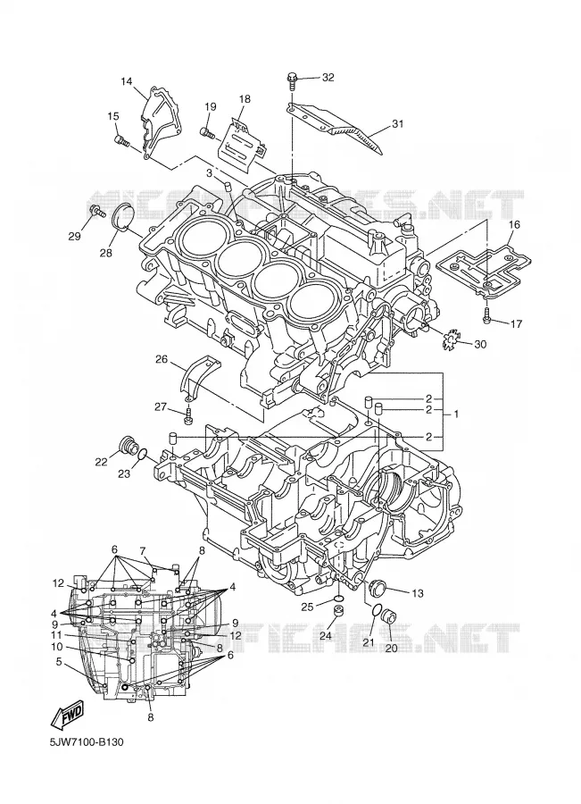 CRANKCASE Yamaha MOTO 1300 2003 FJR ABS  FJR1300A