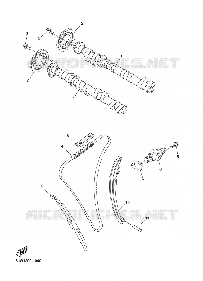 CAMSHAFT / TIMING CHAIN Yamaha MOTO 1300 2004 FJR ABS  FJR1300A
