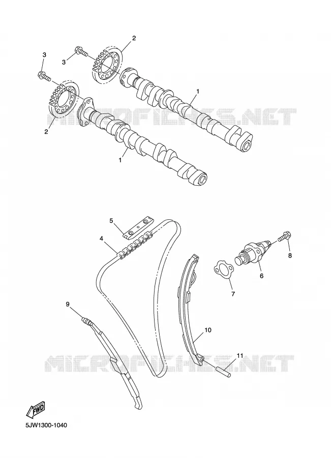 CAMSHAFT / TIMING CHAIN Yamaha MOTO 1300 2004 FJR ABS  FJR1300A