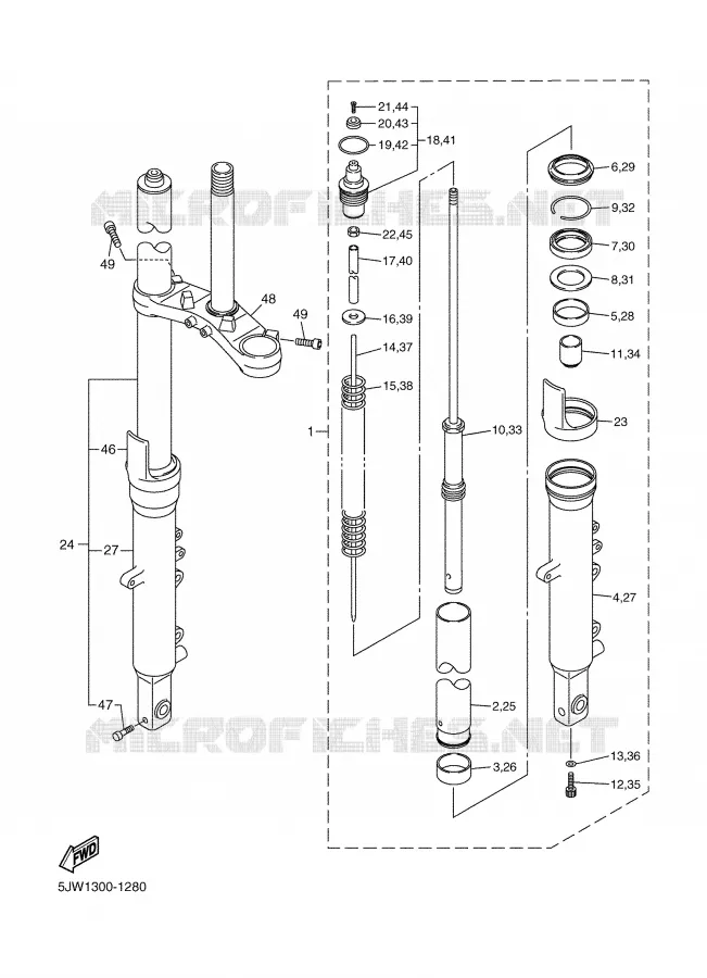FRONT FORK Yamaha MOTO 1300 2004 FJR ABS  FJR1300A