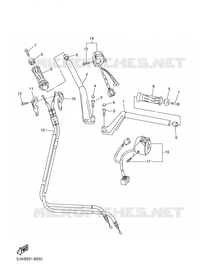 HANDLEBAR & CABLES Yamaha MOTO 1300 2004 FJR ABS  FJR1300A