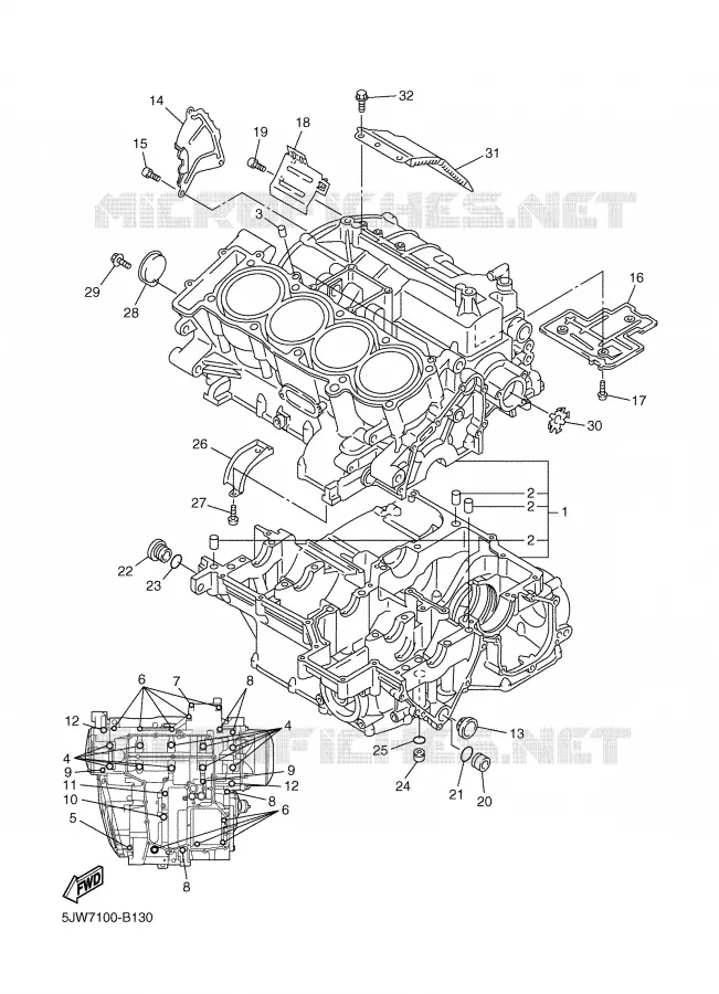 CRANKCASE Yamaha MOTO 1300 2005 FJR ABS  FJR1300A