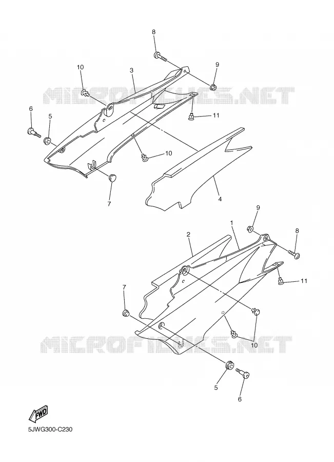 SIDE COVER Yamaha MOTO 1300 2005 FJR ABS  FJR1300A