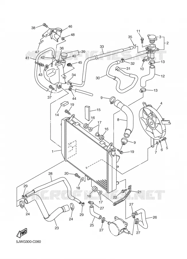 RADIATOR / HOSES Yamaha MOTO 1300 2005 FJR ABS  FJR1300A
