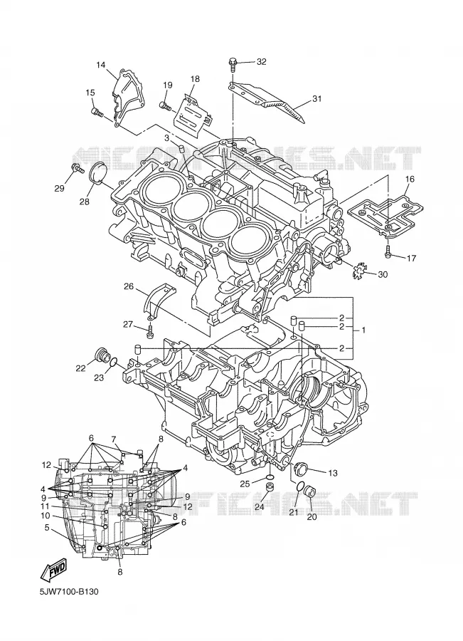 CRANKCASE Yamaha MOTO 1300 2005 FJR ABS  FJR1300A