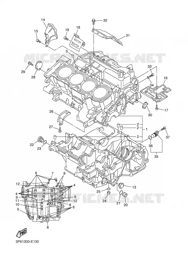 CRANKCASE Yamaha MOTO 1300 2006 FJR ABS  FJR1300A