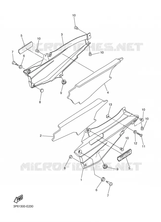 SIDE COVER Yamaha MOTO 1300 2007 FJR ABS  FJR1300A