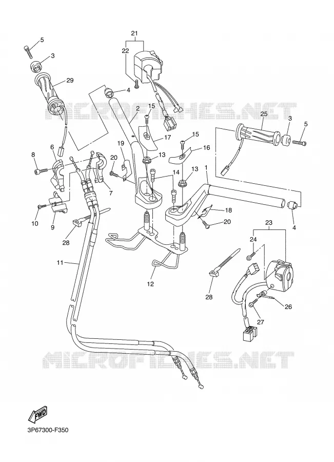 HANDLEBAR & CABLES Yamaha MOTO 1300 2007 FJR ABS  FJR1300A