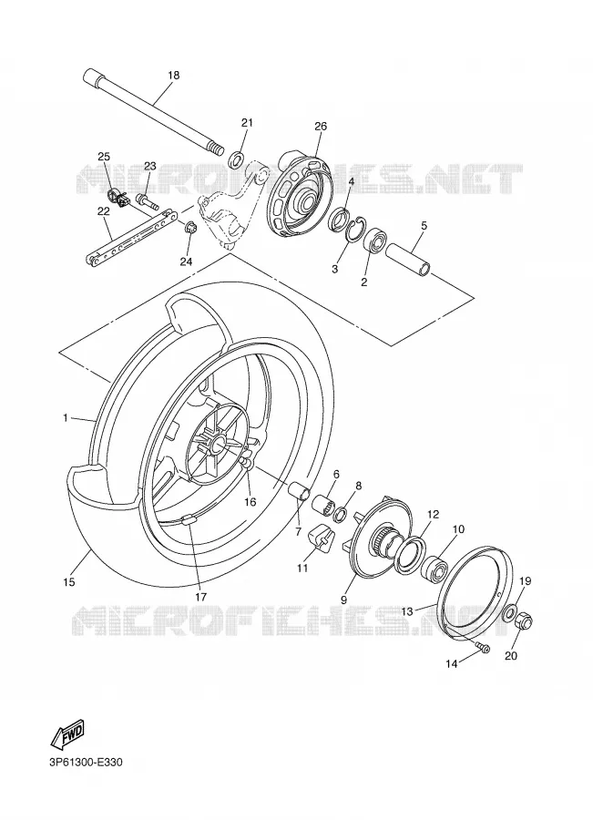 REAR WHEEL Yamaha MOTO 1300 2006 FJR AS ABS  FJR1300AS