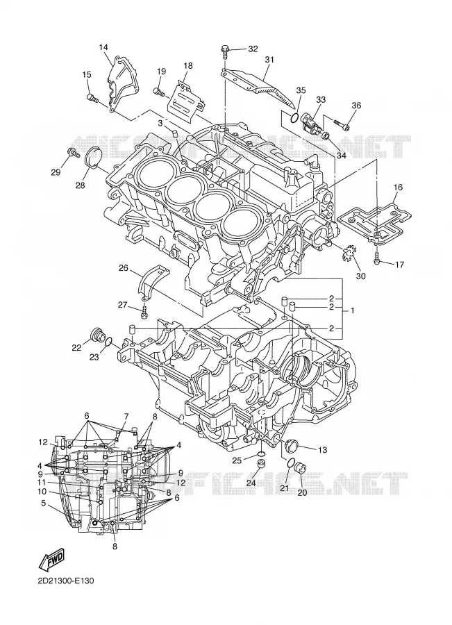 CRANKCASE Yamaha MOTO 1300 2007 FJR  FJR1300AS