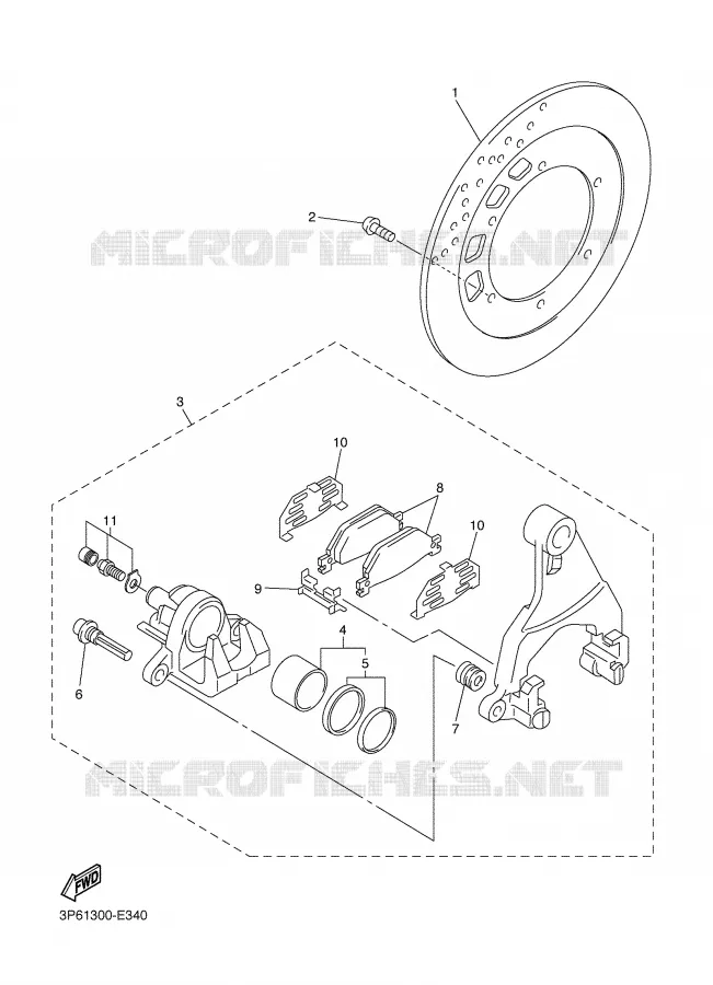REAR BRAKE CALIPER Yamaha MOTO 1300 2007 FJR  FJR1300AS