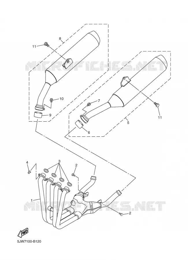EXHAUST Yamaha MOTO 1300 2008 FJR AS ABS  FJR1300AS