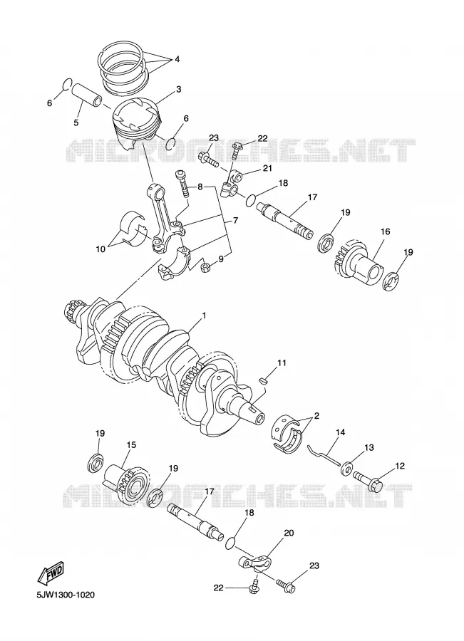 CRANKSHAFT / PISTON Yamaha MOTO 1300 2008 FJR AS ABS  FJR1300AS