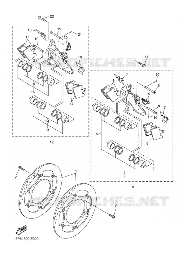 FRONT BRAKE CALIPER Yamaha MOTO 1300 2007 FJR AS ABS  FJR1300ASW