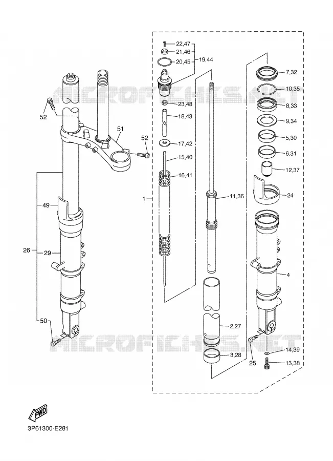 FRONT FORK Yamaha MOTO 1300 2008 FJR AS ABS  FJR1300ASX