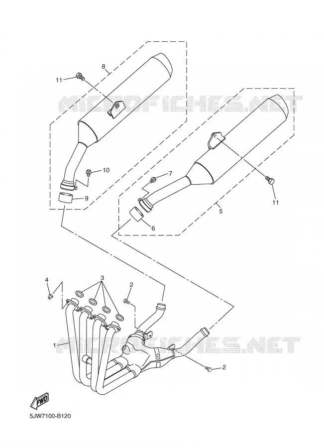 EXHAUST Yamaha MOTO 1300 2007 FJR ABS  FJR1300AW
