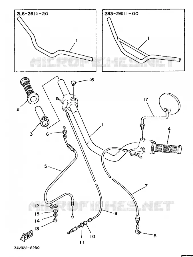 HANDLEBAR & CABLES Yamaha MOTO 50 1988 FS1  FS1