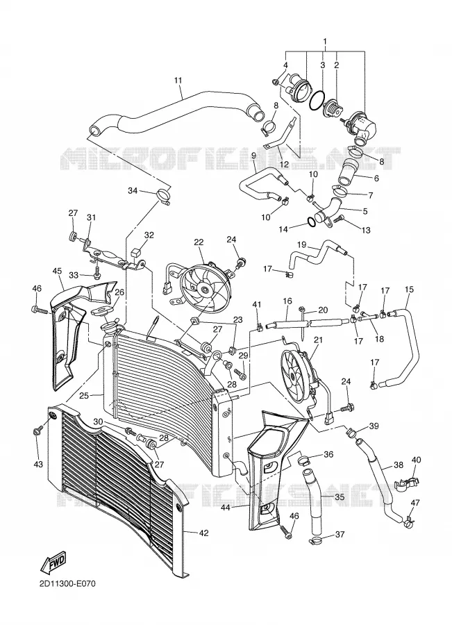 RADIATOR / HOSES Yamaha MOTO 1000 2006 FZ1  FZ1-N FAZER _