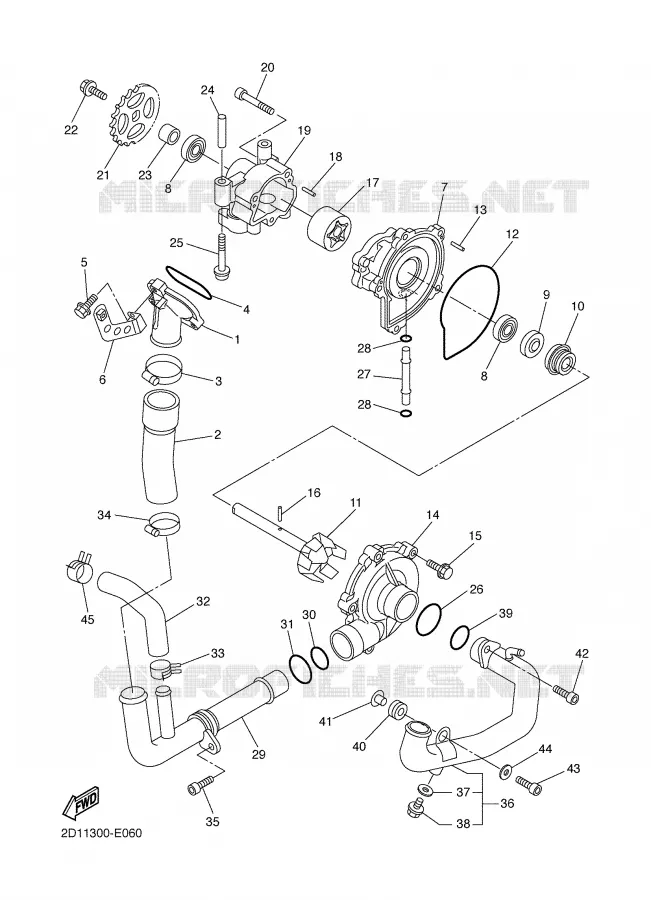 WATERPUMP / HOSES Yamaha MOTO 1000 2006 FZ1  FZ1-N FAZER _