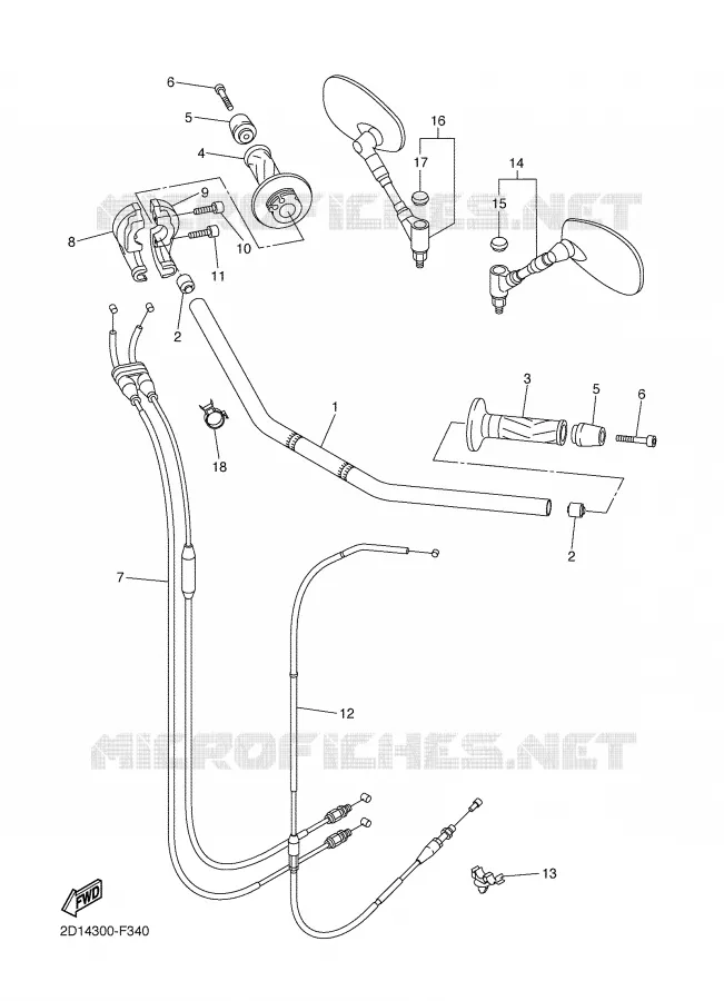 HANDLEBAR & CABLES Yamaha MOTO 1000 2007 FZ1  FZ1-N FAZER _