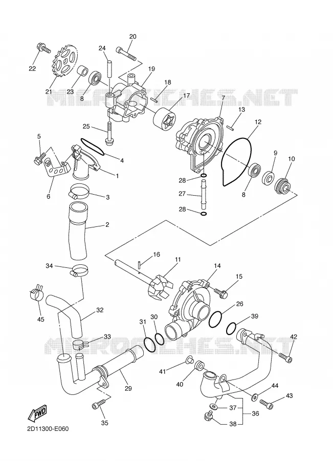WATERPUMP / HOSES Yamaha MOTO 1000 2007 FZ1  FZ1-N FAZER _
